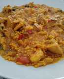 Arroz cremoso con pollo y gambas