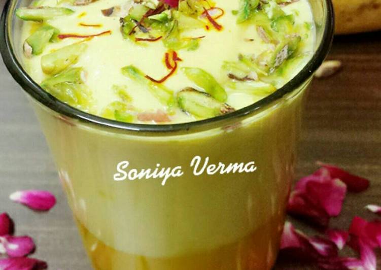 Simple Way to Make Favorite Royal Saffron Mango Smoothi