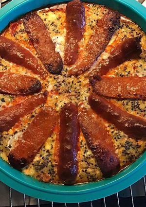 Une photo de Quiche quinoa chorizo tomate et bleu d Auvergne