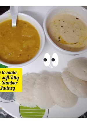 A picture of Tasty Idly, Sambar and Coconut Chutney superb breakfast🌞🌞.