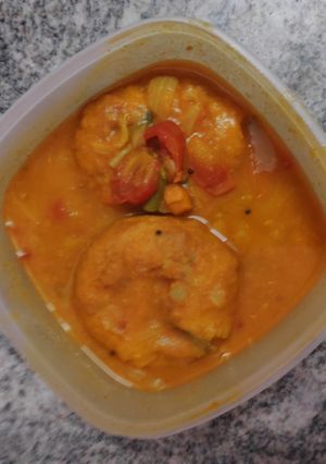 A picture of Sambhar Vada.