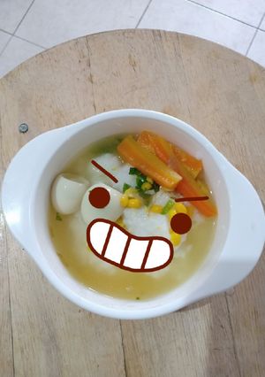 Foto resep Mpasi 9bln Nasi tim + sup telur puyuh