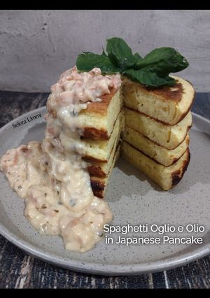 Foto resep Spaghetti Aglio e Olio in Japanese Pancake