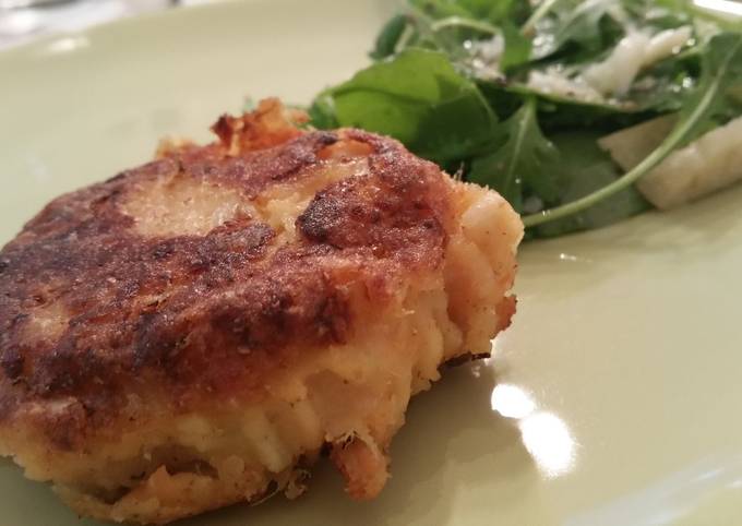 Salmon fish cakes with roasted sweet potato and lime