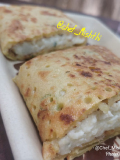 A picture of Moong Dal Chilla With stuffed Panner.