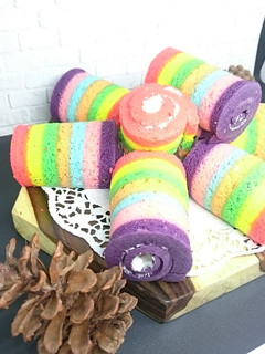 Foto resep 18. Rainbow cake kukus putih telur