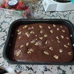 Una foto de Brownie de chocolate con nueces