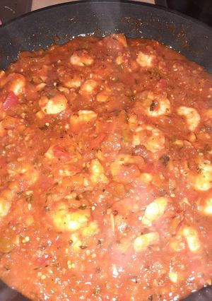 Lecsós fűszeres garnéla (spagettivel) recept fotója