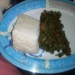 Ugali with sukumawiki A picture of Ugali with sukumawiki.