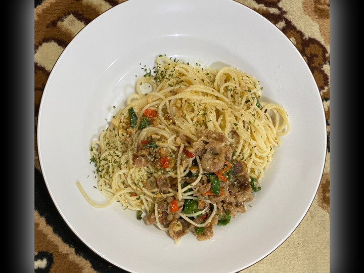 Cara Gampang Membuat Spaghetti Aglio Olio Beef, Enak