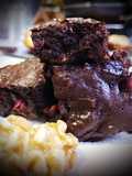 Bourbon, cherry, bacon Brownie