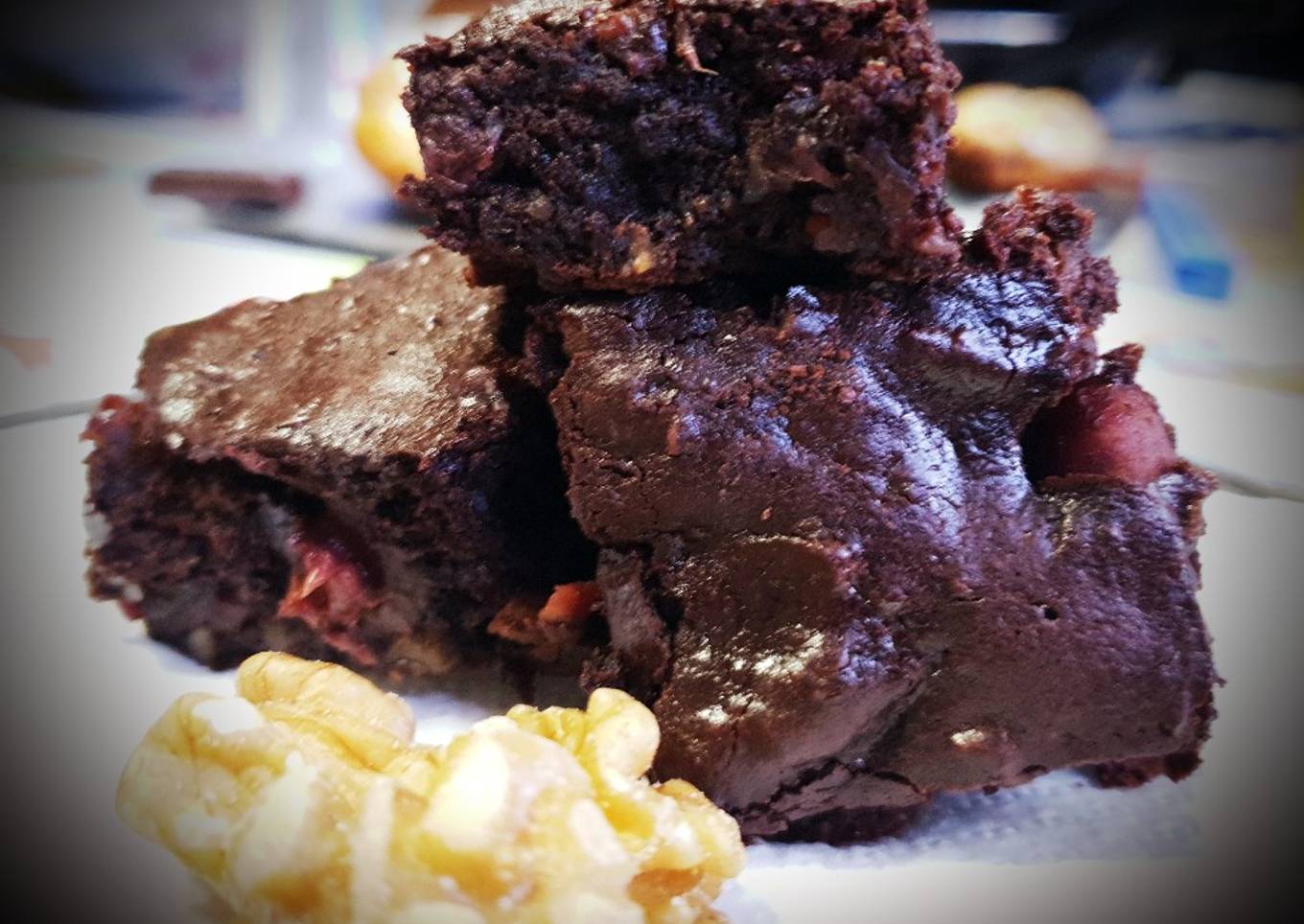 Bourbon, cherry, bacon Brownie