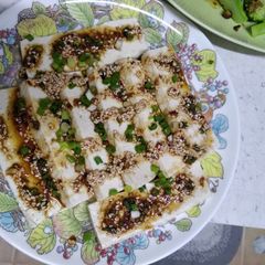 Tofu with soy sesame dressing A picture of Tofu with soy sesame dressing.