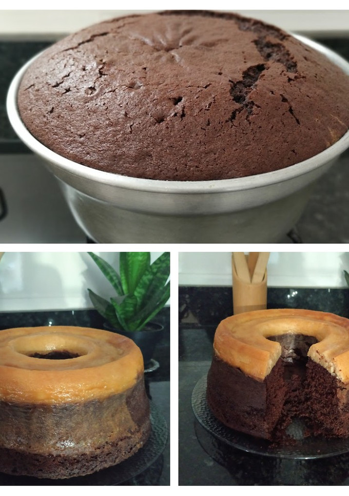 Foto de Bolo pudim de leite com chocolate🇧🇷