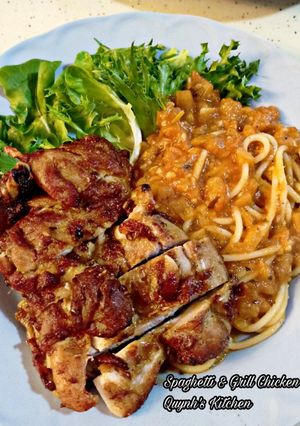 Hình của món Spaghetti Gà Nướng / Chicken chop.