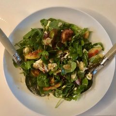 A picture of Fig, rocket & goat cheese salad #vegetarian.