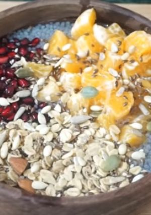 A picture of Aloe Vera fruits basil seed Smoothie.