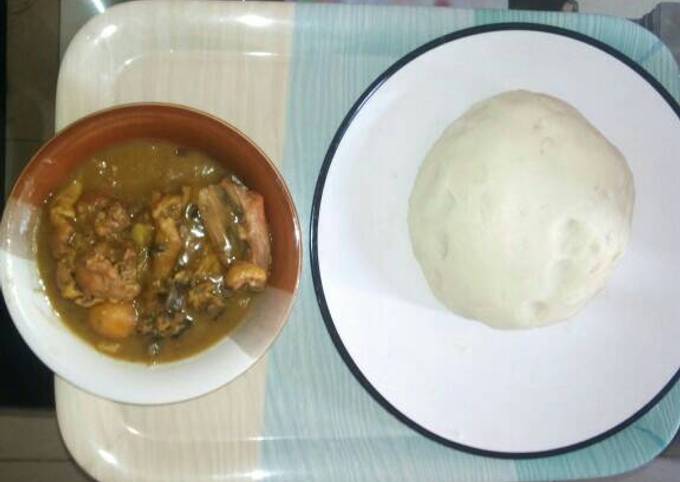 White soup and pounded yam