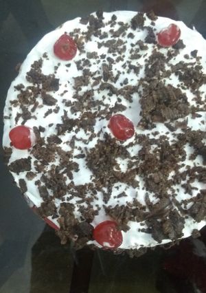 A picture of Black forest cake.