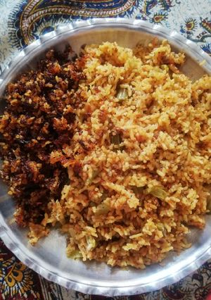 عکسی از دستور دمی لوبیا (کته گوجه) 😍