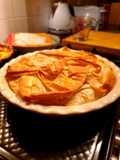 Left over turkey and gammon and leek fila pie