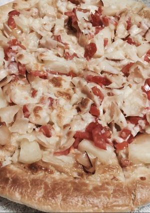 صورة لوصفة بيتزا الاناناس الصحيه 🍍🍕(pineapple pizza)