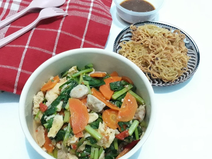 Cara Gampang Membikin Resep Capjay Sayur Sawi Wortel Bakso Kuah yang Uenak Anti Ribet, Mantap Sekali