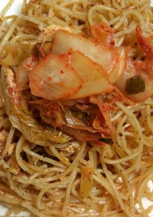 Foto resep Spaghetti Kimchi Goreng