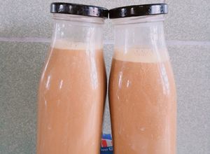 Hình của món Sữa khoai lang + macca + cacao.