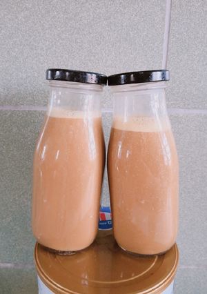 Hình của món Sữa khoai lang + macca + cacao.
