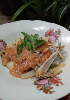 Foto resep Pecel Terong Bakar dan Jantung Pisang