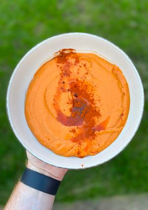 A picture of Smokey Red Pepper Hummus.