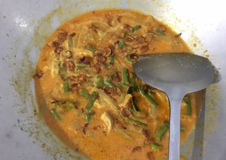 Sayur santan pedas labu siam dan kacang panjang