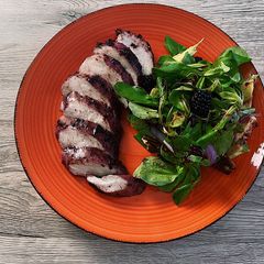 A picture of Blackberry-balsamic roasted chicken breast 💜.