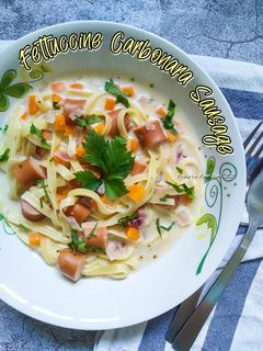 Gambar Fettuccine Carbonara Sausage 🇮🇹