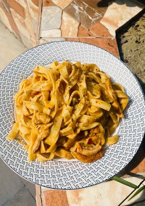 A picture of One pot fettuccini pasta.