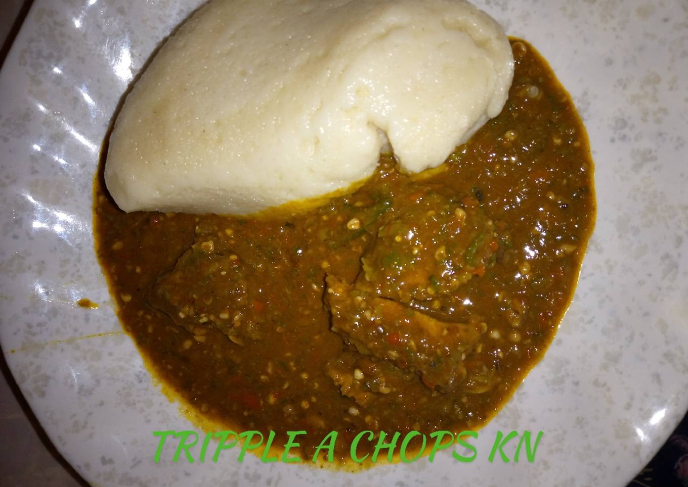 Tuwon semovita with okro soup