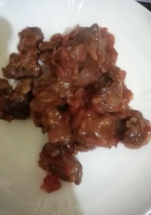 A picture of Wet fry Goat Meat.