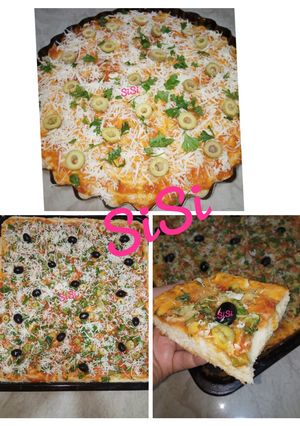 صورة لوصفة بيتزا 🍕🧀 وبيتزا كوفاغ بعجينة واحدة