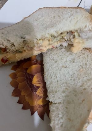 A picture of Cheese omelette sandwich.