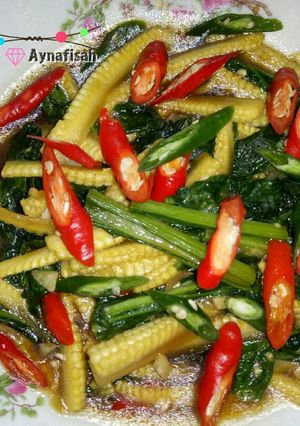 Foto resep Tumis Jagung Muda (Baby Corn) + Sawi Hijau