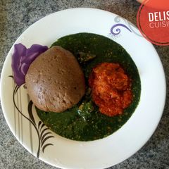 A picture of Amala and ewedu soup!.