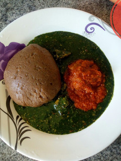 A picture of Amala and ewedu soup!.