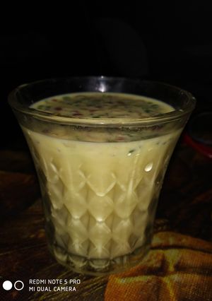 A picture of Kesar badam pista milk.