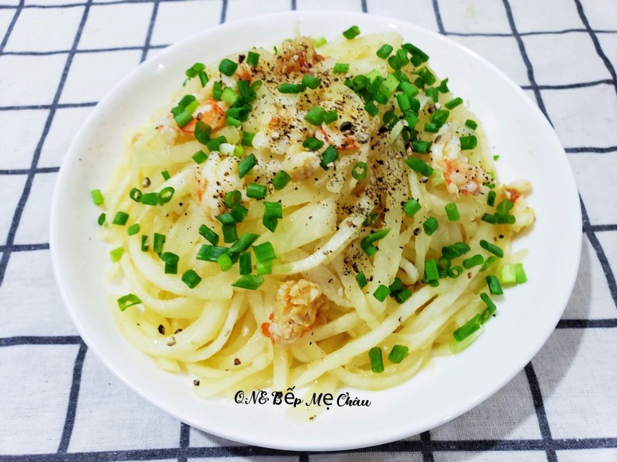 Củ sắn xào tôm