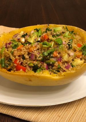 A picture of Quick Easy Spaghetti Squash Quinoa Boat.