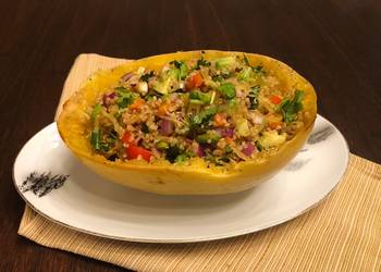 Easiest Way to Cook Yummy Quick Easy Spaghetti Squash Quinoa Boat