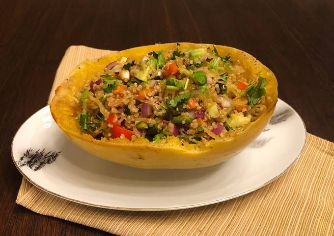 Quick Easy Spaghetti Squash Quinoa Boat