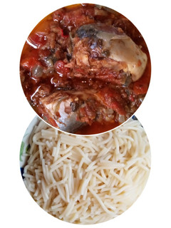 A picture of Spaghetti and Titus Fish stew.