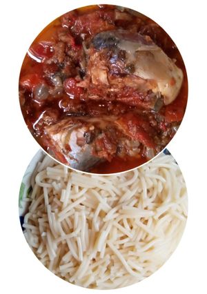 A picture of Spaghetti and Titus Fish stew.